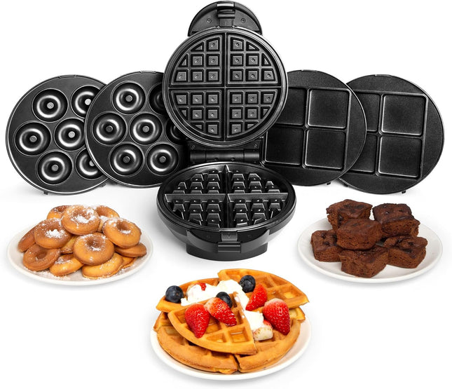 VonShef 3-in-1 Waffle, Doughnut & Brownie Maker – 800W