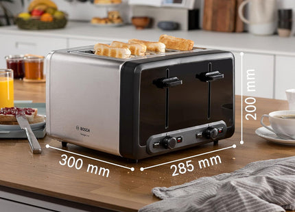 Bosch DesignLine Plus 4 Slice Toaster Stainless Steel Silver TAT4P440GB