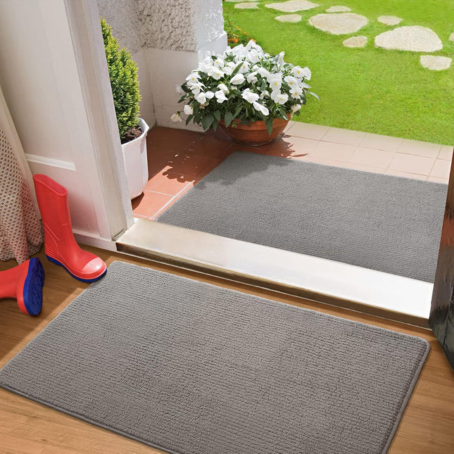 COLOR&GEOMETRY Door Mats 50 x 80cm – Non-Slip Washable Entrance Mats - Grey