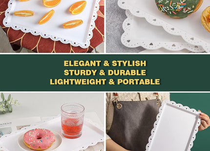 Artliving Plastic Serving Trays 4 Pack White 14 x 9 Inch Food Serving Platters