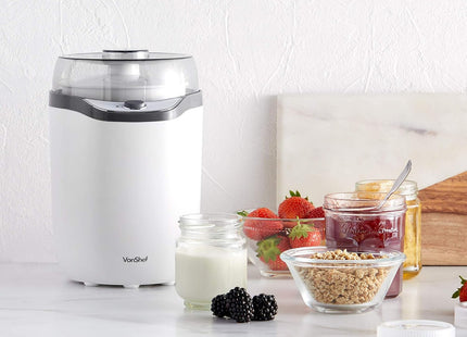 VonShef Yoghurt Maker Machine 1.8L – Natural & Greek Yogurt with Strainer
