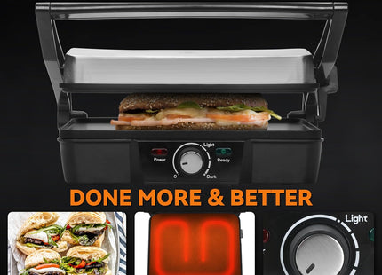Baker's Friend 2000W Panini Press & Sandwich Maker 4-Slice Grill – Stainless Steel
