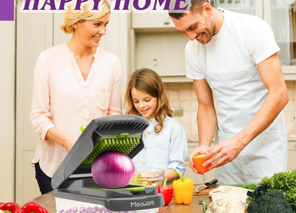 Meoware 7-in-1 Multi-Function Veggie Chopper – Vegetable Slicer (Grey & Green)