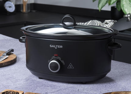 Salter Kuro 6.5L Slow Cooker – Family Size, 3 Heat Settings, Keep Warm, Black, 320W