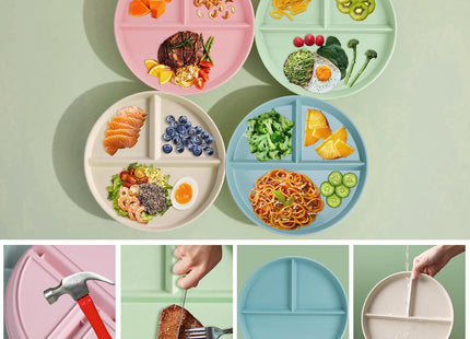CSYY 4pc 9 Inch Divided Portion Control Dinner Plates – Multicolour