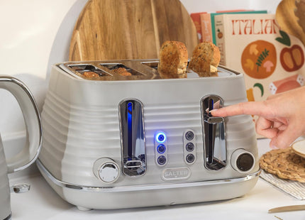 Salter Ripple 4 Slice Toaster – Taupe, Wide Slots, 1630W - Beige