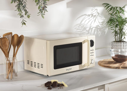Salter Retro Digital Cream Microwave 20L 800W – 8 Auto Programmes, Defrost