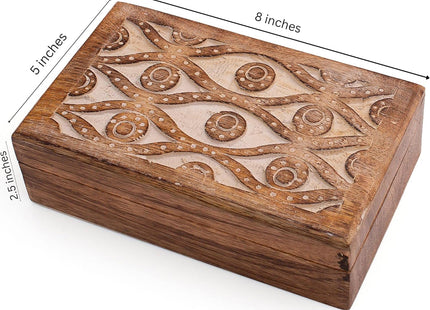 Handmade Mango Wood Jewellery & Keepsake Box 8 x 5 Inch – Antique White