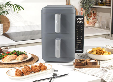 Salter VertiLayer Stackable Air Fryer – 9L Dual Drawer, 4-Layer Cooking, 2400W