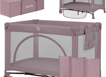 Lionelo Laura 2-in-1 Travel Cot & Playpen – Adjustable Newborn Level, Mattress, Pink Nude