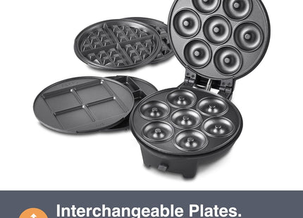 VonShef 3-in-1 Waffle, Doughnut & Brownie Maker – 800W