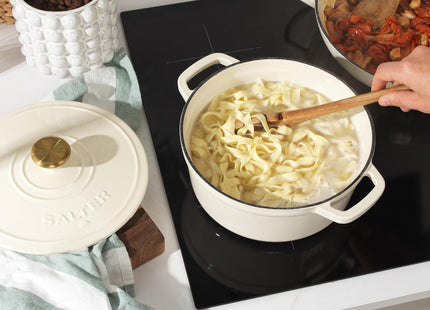 Salter Chester 24cm Cast Iron Casserole Pot – 3.4L Enamel Dutch Oven, Cream