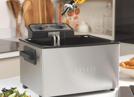 Salter 5L Deep Fat Fryer – 3000W Electric Fryer with Dual Baskets, Stainless Steel, EK6266