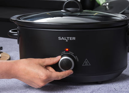 Salter Kuro 6.5L Slow Cooker – Family Size, 3 Heat Settings, Keep Warm, Black, 320W