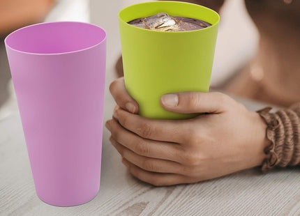 BELLE VOUS 24 Pack Reusable Plastic Cups – 600ml Colourful Party Tumblers