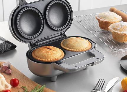 Salter XL Double Pie Maker 900W – Twin Deep Fill Non-Stick Pie Machine with Locking Latch