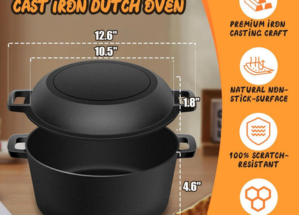 NZQXJXZ 5QT Cast Iron Dutch Oven Bread Baking Kit with Skillet Lid & Basket