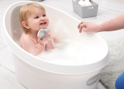 Shnuggle Toddler Bath Tub White & Light Grey, Spacious Non-Slip Bath with Foam Backrest