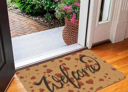 HilyBony Heart Welcome Doormat, Non-Slip –  Indoor & Outdoor Entrance Mat 75 x 43cm
