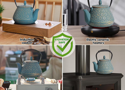 GUANGHEIRON 950ml Cast Iron Teapot with Infuser – Blue Sakura