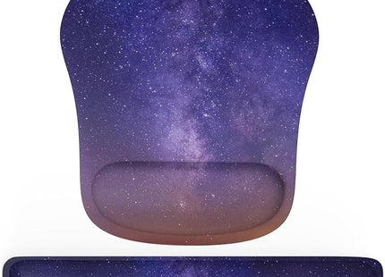 TECKNET Memory Foam Wrist Rest Set – Keyboard & Mouse Support Pad Starry Sky