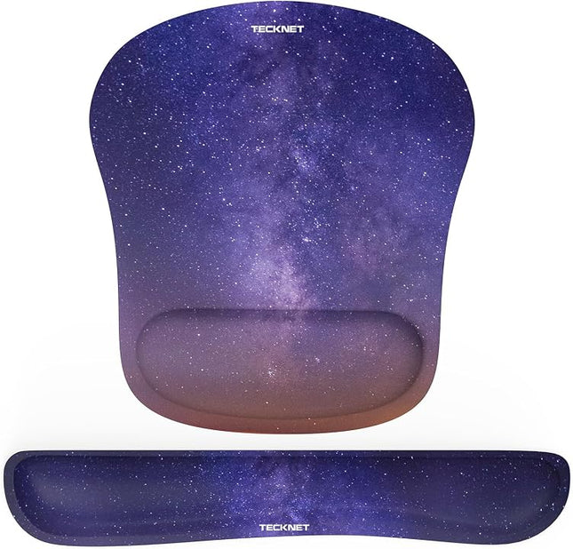 TECKNET Memory Foam Wrist Rest Set – Keyboard & Mouse Support Pad Starry Sky
