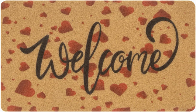 HilyBony Heart Welcome Doormat, Non-Slip –  Indoor & Outdoor Entrance Mat 75 x 43cm