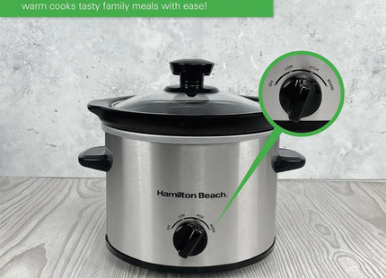 Hamilton Beach 1.8L Mini Slow Cooker, 90W Compact Cooker, HBSC020S - Silver