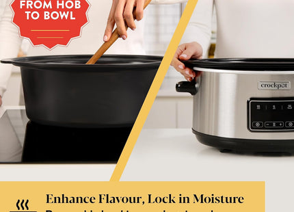 Crock-Pot Sizzle & Stew Digital Slow Cooker 6.5L Induction Hob Safe Bowl CSC112