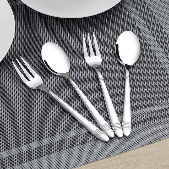 Bblina 12-Piece Dessert Cutlery Set – 6 Stainless Steel Spoons & 6 Forks (Silver)