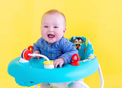 Bright Starts Giggling Safari Baby Walker – 3 Adjustable Heights, Safety Brakes & Easy-Fold Frame, 6 Months+