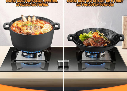 NZQXJXZ 5QT Cast Iron Dutch Oven Bread Baking Kit with Skillet Lid & Basket