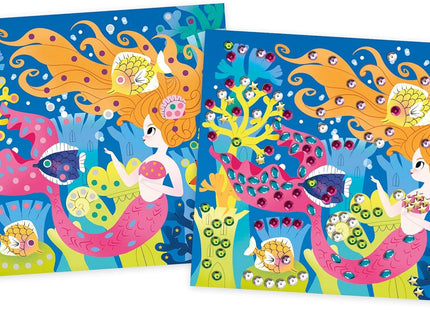 Janod Mermaids Glue-On Sequins Craft Kit – Kids Art Set Age 6+