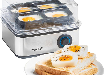 VonShef 3-in-1 Egg Boiler, Poacher & Omelette Maker – Stainless Steel 500W - Used