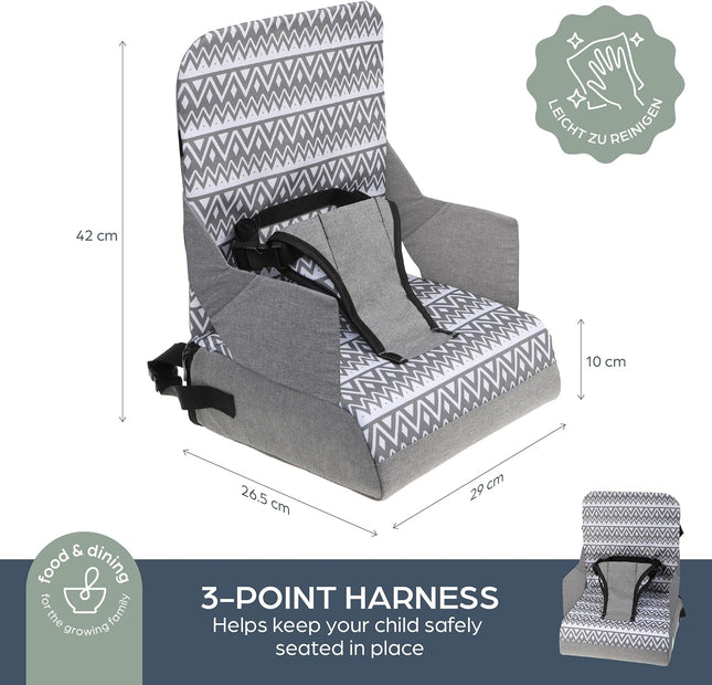 Dreambaby Grab 'N Go Portable Kids Booster Seat Grey, Travel High Chair, 6 Months–3 Years