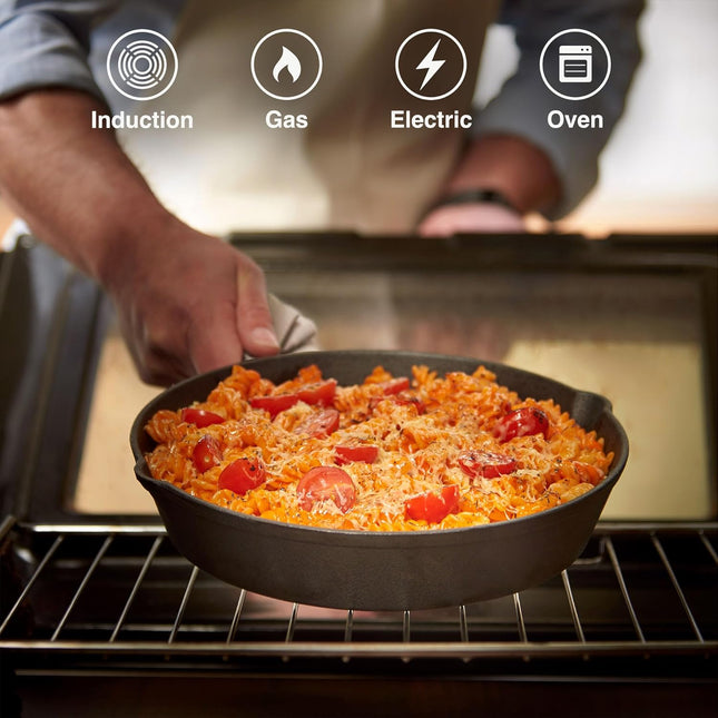VonShef 10" Cast Iron Skillet – Pre-Seasoned Non-Stick Frying Pan