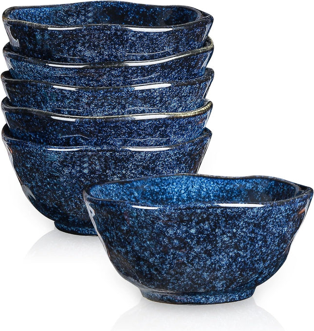 Vicrays Ceramic Small Dessert Bowls Set – 10 oz, Set of 6 – Starry Blue