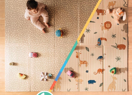 Nuby Foldable Reversible Play Mat Safari – Waterproof Baby Floor Mat 147 x 196 cm