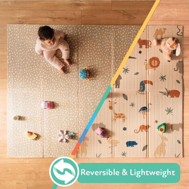Nuby Foldable Reversible Play Mat Safari – Waterproof Baby Floor Mat 147 x 196 cm