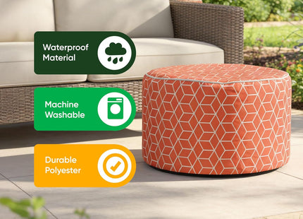 Gardenwize Inflatable Cube Ottoman Chair – Terracotta Portable Garden & Camping Seat