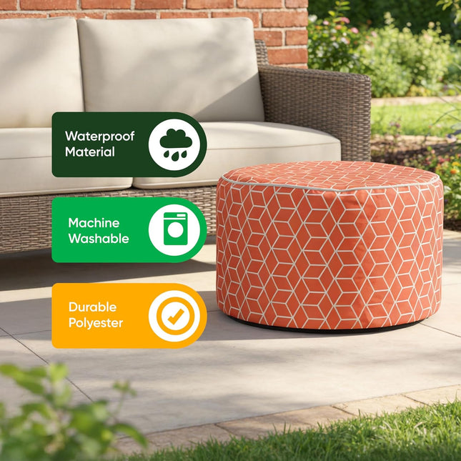 Gardenwize Inflatable Cube Ottoman Chair – Terracotta Portable Garden & Camping Seat