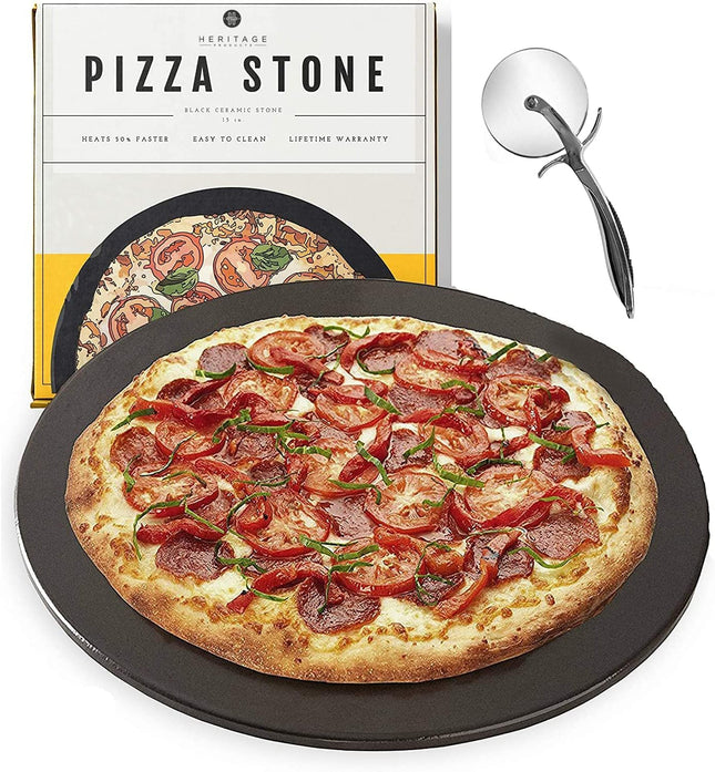 Heritage 38cm Ceramic Pizza Stone for Oven & Grill – Non-Stick Baking Stone