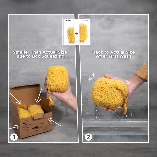 myHomeBody Bath Sponge Foam Loofah 2 Pack Large Exfoliating Shower Sponges Yellow