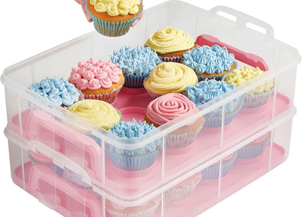 VonShef Cupcake Carrier with Handle – Three and Two Tier Cake Box