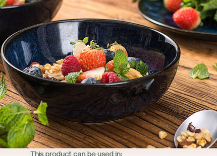 Vicrays 6 Piece Ceramic Bowl Set 940ml – Starry Blue Large Soup, Cereal & Pasta Bowls