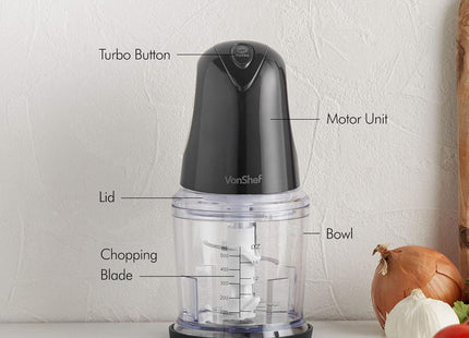 VonShef Mini Chopper 500ml – 400W Food Processor & Vegetable Cutter - Used