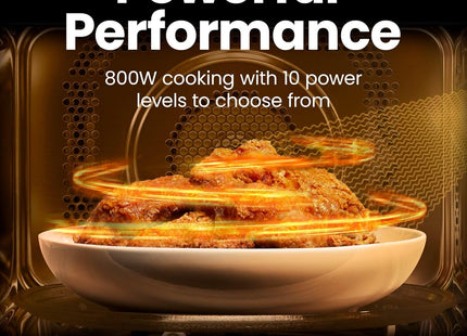 Chefman 20L 800W Microwave Oven with Mirror Finish – Digital Controls - Black