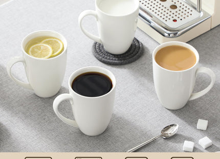 MALACASA REG Porcelain Coffee Mugs Set of 6 – 18oz Ivory White Ceramic Cups