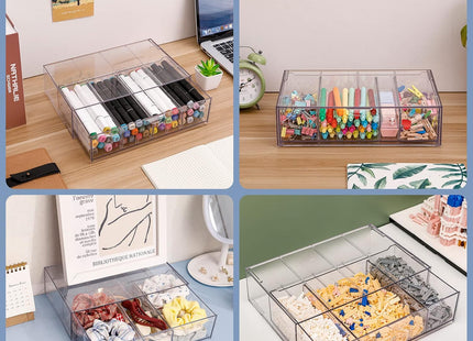 YAKALIKA Clear Desk Organiser Drawer with Adjustable Compartments PH370