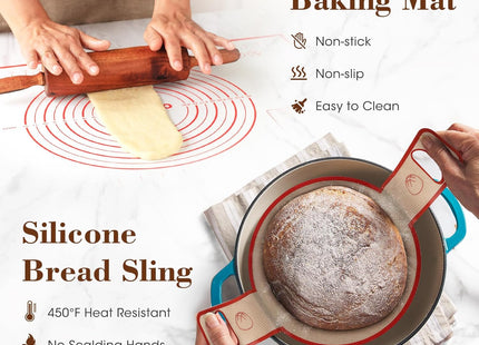 DOQAUS Banneton Bread Proofing Basket Set – 10-Piece Silicone Sourdough Kit